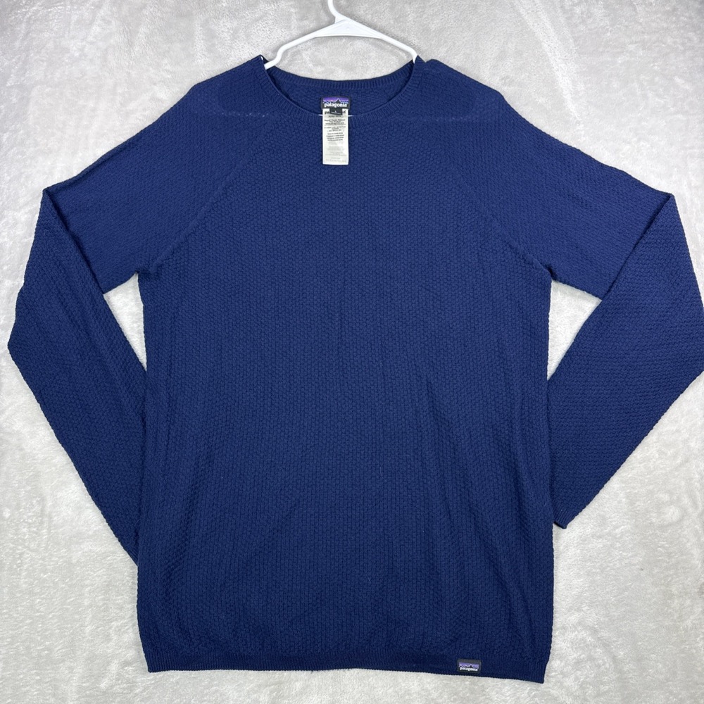 Patagonia Shirt Mens Large Navy Blue Capilene Air Crew Wool Blend Base Layer